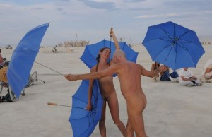 wo nude marketers in the desert comparing marketing umbrellas. It happens.
